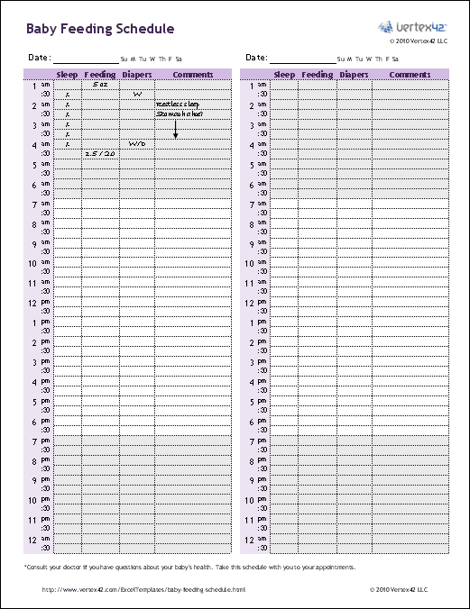 Baby Feeding Spreadsheet Printable - 400 Bad Request Printable kids