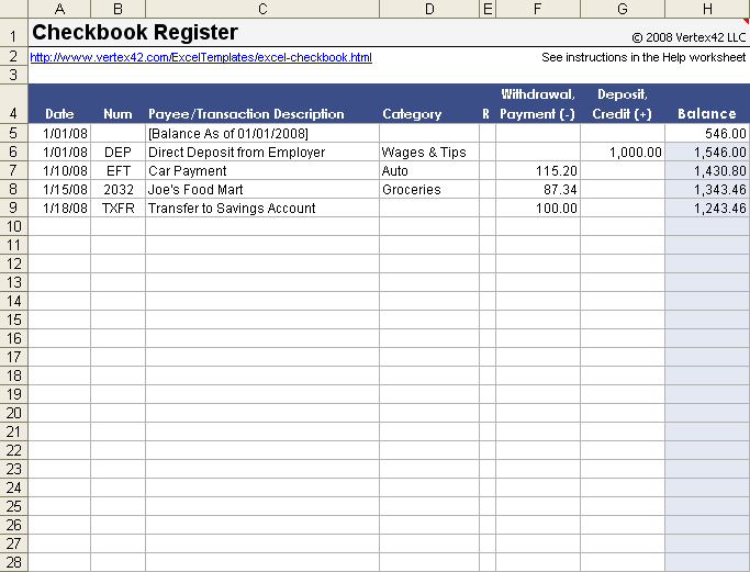 free printable blank checkbook balance sheets