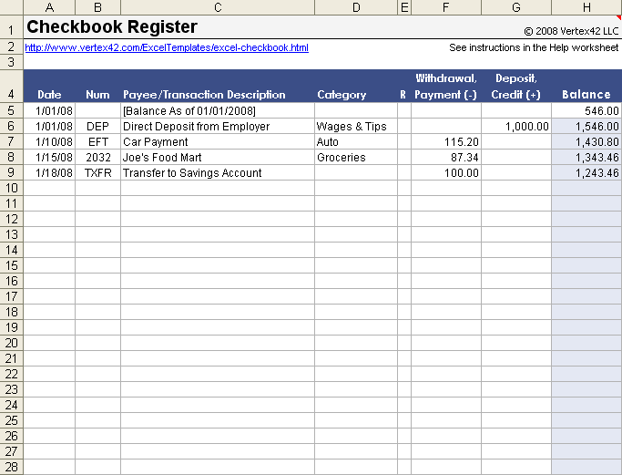 free printable registers