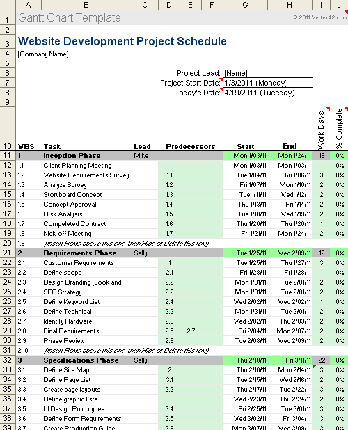 Construction Project Schedule Template Excel