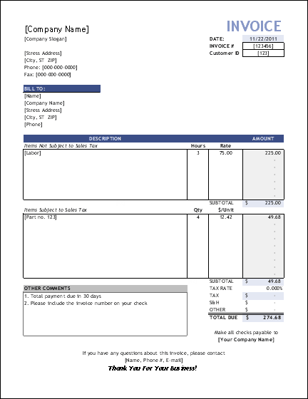 Service Invoice Template for Consultants and Service Providers