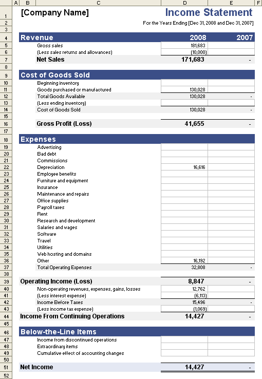 income statement example