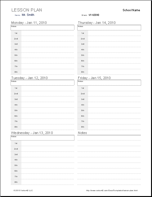 free printable blank lesson plans