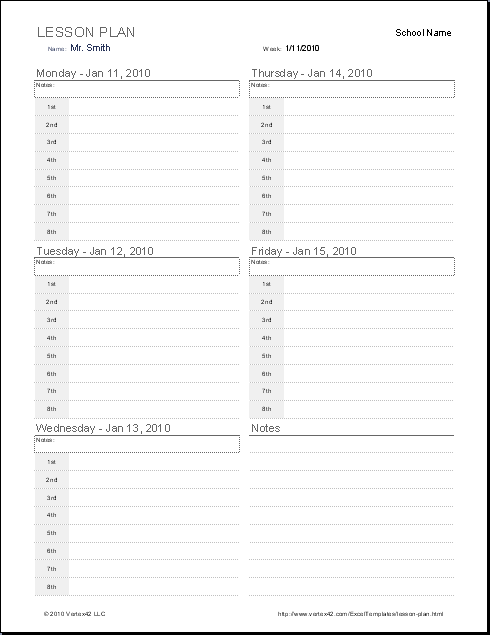 lesson plan book template