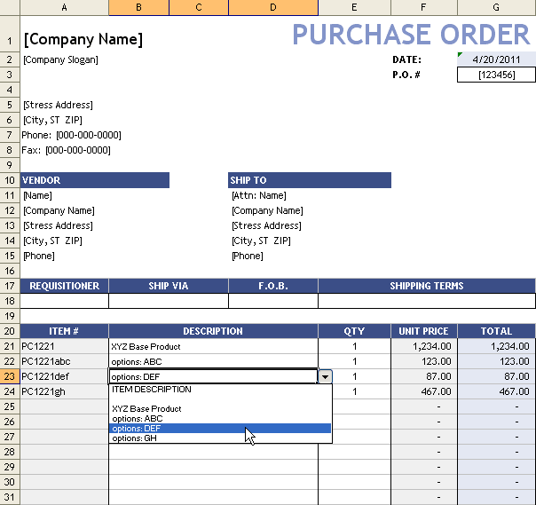 Purchase Order Template