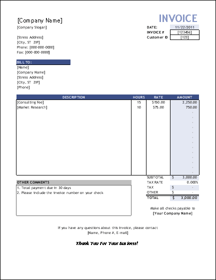 invoice templates twin