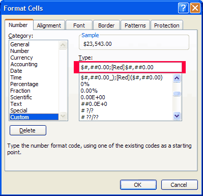 accounting number format