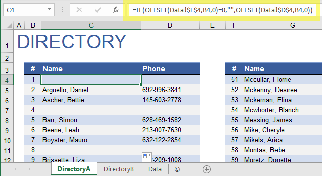 Phone Directory Showing Blanks When Filtered