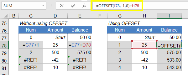 OFFSET for Robust Running Balance and Count