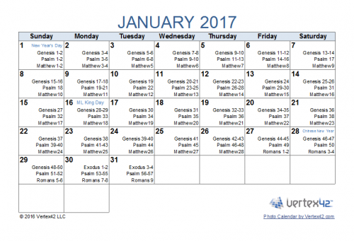Calendar for Bible study
