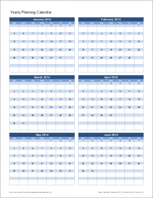 Vertex42's Planning Calendar Template for Excel