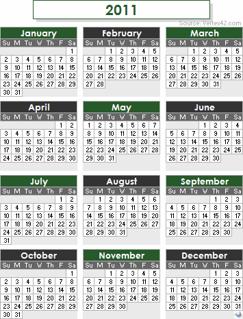 February 2011 calendar