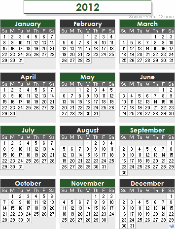 2012 Calendar