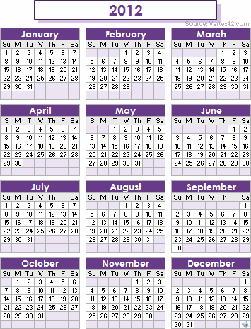 2012 Print Calendar on Free Printable Calendar 2012  Free Year Planner  Monthly With Holidays