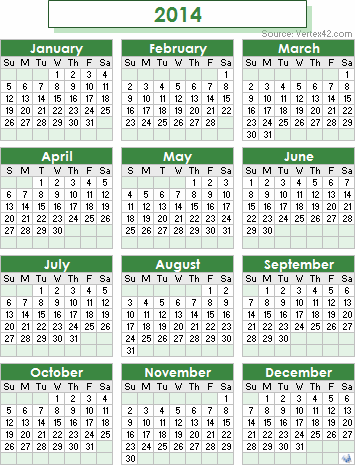 2014 Calendar