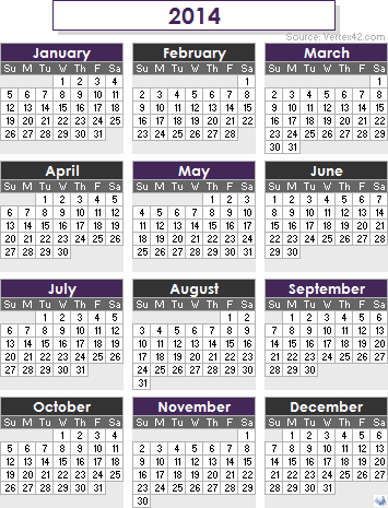 2014 Calendar