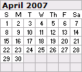April 2007 Calendar 120x106