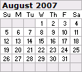 August 2007 Calendar 120x106