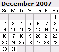 December 2007 Calendar 120x106