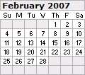 February 2007 Calendar 120x106