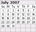 July 2007 Calendar 120x106