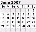 June 2007 Calendar 120x106