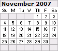 November 2007 Calendar 120x106