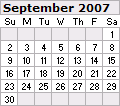 September 2007 Calendar 120x106