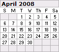 April 2008 Calendar 120x106