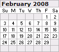 February 2008 Calendar 120x106