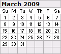 March 2009 Calendar 120x106