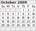 October 2009 Calendar 120x106