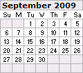 September 2009 Calendar 120x106