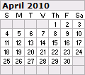April 2010 Calendar 120x106