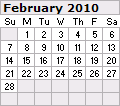 February 2010 Calendar 120x106