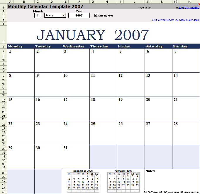 monthly calendar look
