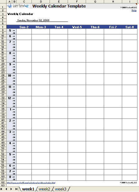 weekly calendar printable