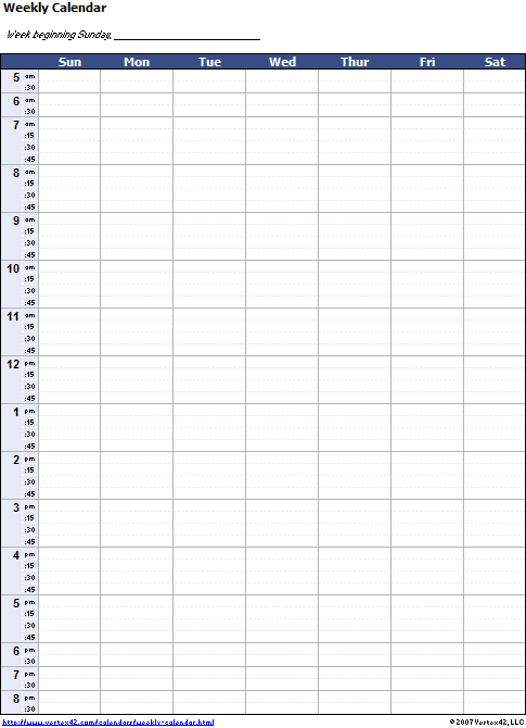 weekly calendar template engraving