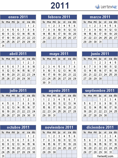 calendario 2011 para imprimir. 2011