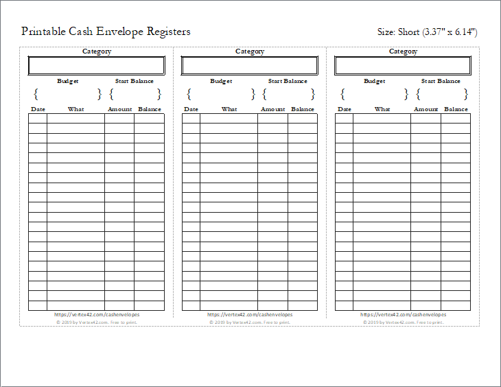 Cash Envelopes - Printable Cash Envelope Tracker Templates