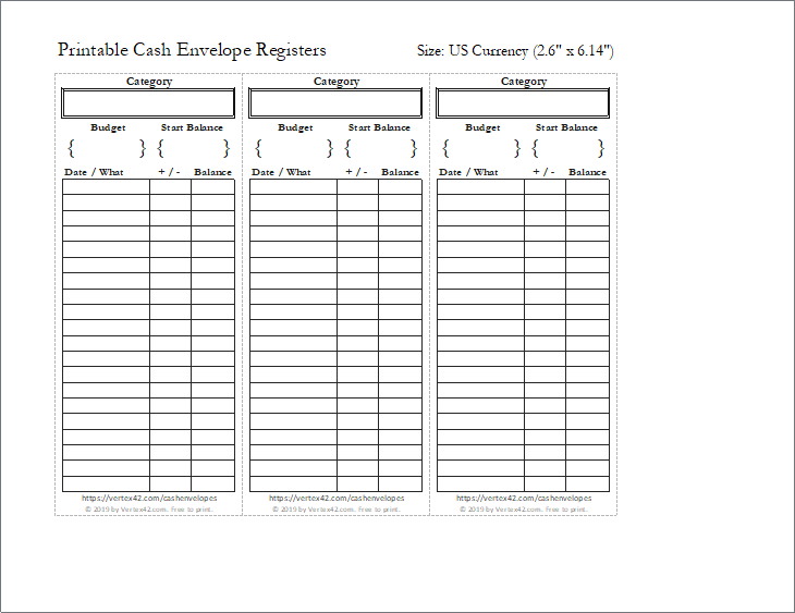 Free Printable Cash Envelope Tracker