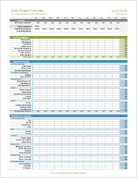 Free Printable Household Budget Chart