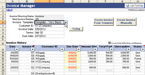 Invoice Manager Worksheet