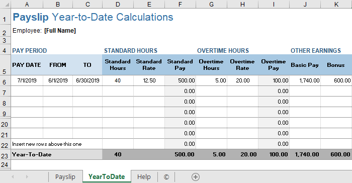 Payslip Template For Excel And Google Sheets