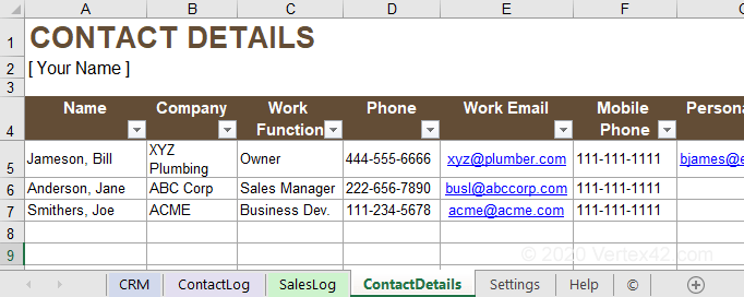 Contact Management Excel Template from www.vertex42.com