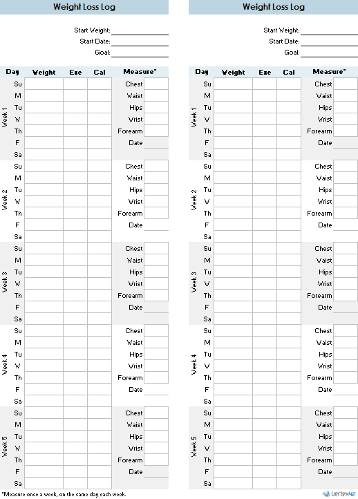 Printable Weight Loss Chart Pdf