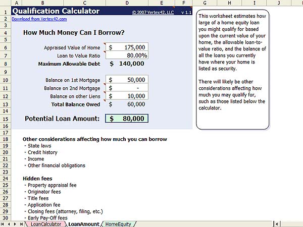 Free Home Equity Loan Calculator For Excel