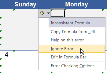 Excel Ignore Error Checking