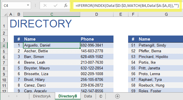 Phone Directory Skipping Filtered Rows