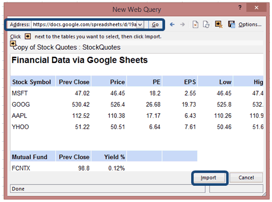 Use Yahoo! Finance To Pull Stock Information Into Excel